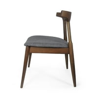 Stolice za blagovanje od 4 komada, orah i drveni ugljen, presvučene tkaninom