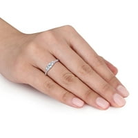 Miabella Ženska karat T.G.W. Akvamarin i dijamantni naglasak 10kt bijelo zlato zaručnički prsten od 3 kamena