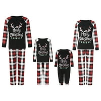 Božićna obiteljska pidžama podudaranje slova jeleni vrhovi karirane hlače za spavanje odjeće PJS