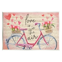 Stupell ljubav u zračnom tulipanom biciklističkoj košarici za odmor slika zidna ploča Umjetnička umjetnost Umjetnička