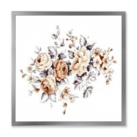 DesignArt 'ružičaste divlje ruže s tradicionalnim uokvirenim uokvirenim umjetničkim tiskom od jednobojnih listova