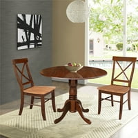 Trpezarijski stol od punog drveta s dvostrukim preklopima i stolicama za blagovanje s poprečnim naslonom u boji