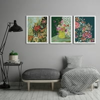 Zidni triptih s cvjetnim okvirima iz mumbo-a-set otisaka u bijelim okvirima