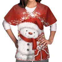 Ženska Božićna radna uniforma u obliku rukava U obliku rukava U obliku rukava s džepovima, Božićni pulover s grafičkim