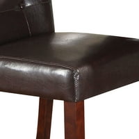Drvena stolica s kožnim presvlakama, smeđa, 2-dijelni set-inča