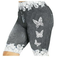 Luiyenes kratke hlače Jean Butter Fly jeggings traper tisak plus veličine ženske casual hlače žene plus casual