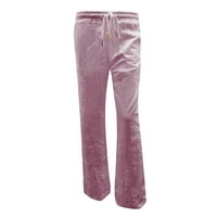 Hlače za žene visoke hlače širokih nogu Elastične hlače U skladu s dugim hlačama s džepovima