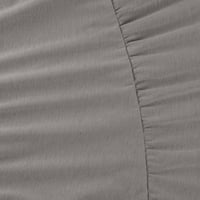 Žene solidne okrugle dekolte A-line mini modni ljetni haljina kratkih rukava siva 2xl