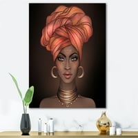 DesignArt 'Afroamerička ženska portret s Turban v' Modern Canvas Wall Art Print