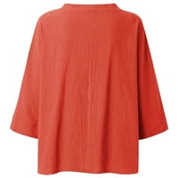 Ženske bluze od pamuka i lana s rukavima, drapirana bluza s dekolteom u obliku suncokreta, Ležerne majice plus
