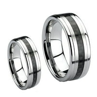 Njegov & Her's volfram -karbidni vjenčani bend Ring Set Black Carbon Fiber Inlay