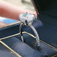 Prsten za žene srebrni rhinestone platinaste kandže ovalni dijamant moissanite angažman vjenčanje b geometrija