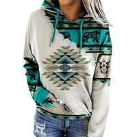 Qwertyu super mekana pulover hoodie žene lagana zapadnjačka dukvica pulover dukseva dugih rukava aztec haljina
