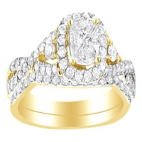 Twist Shank Bridal Ring postavljen u 14k žutom zlatu s bijelim prirodnim dijamantom s veličinom prstena-4.5