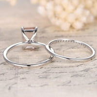 Prodaje se zaručnički prsten od breskve i ružičastog Morganita s dijamantnim moissanitom od 10k bijelog zlata