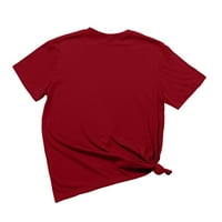 Ženske majice ljetna ženska ležerna Majica kratkih rukava s okruglim vratom s printom u crvenoj boji