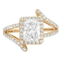 Prsten za godišnjicu zaruka od 18k žutog zlata s prozirnim dijamantom od imitacije smaragdnog reza 2K, veličina