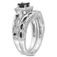 Dvodijelni Set za vjenčanje od srebra od srebra s crno-bijelim dijamantima izrezanim od srebra od srebra od srebra