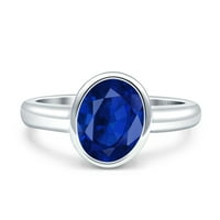 Set okvira 10-struki ovalni prsten s imitacijom plavog safira u srebrnom srebrnom srebrnom srebrnom srebrnom srebrnom