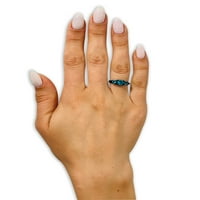Zaručnički prsten s akvamarinom-zaručnički prsten s titanom - zaručnički prsten od A-B-crni Titan, 4.5