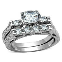 Njegov i njezin nehrđajući čelik 2. Set vjenčanog prstena od 09 dolara i muški zaručnički prsten od cirkonija