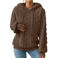 Ženske dukserice Modni Sherpa pahuljasti pulover od flisa žakard dukserice dugih rukava mekane jednobojne dukserice