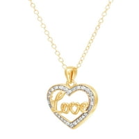 Sjajne fini nakit 18KT Zlatni sterlirani srebrni kristalni ljubavni privjesak za srce, 18 Ogrlica