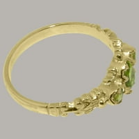 Klasični ženski prsten za obljetnicu od 18k žutog zlata s prirodnim peridotom britanske proizvodnje - opcije veličine-veličina