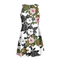 Haljine za žene, ljetne Vintage mini haljine bez rukava s okruglim vratom s cvjetnim printom, Ležerne tunike s