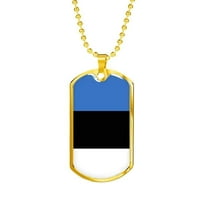 Ogrlica sa zastavom Estonije žeton sa zastavom Estonije od nehrđajućeg čelika ili 18K zlata 24