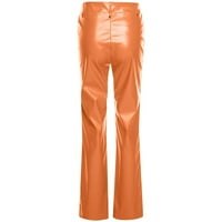 Yubatuo hlače za žene modni visoki struk Čvrsta boja šuplje naramenice ravne grede kožne hlače Žene hlače