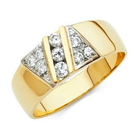 Nakit 14k kubični cirkonijev prsten od žutog zlata, Muški vjenčani prsten za godišnjicu vjenčanja, veličina 7,5