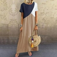 Ženska ljetna modna suknja s kontrastnim šavovima u boji, prevelika haljina