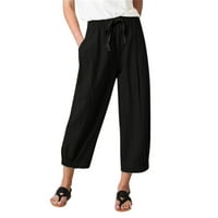 Ležerne hlače za žene s džepovima u boji elastični pojas ravne Ležerne hlače visokog struka u veličini