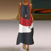 Ženska Casual Maksi haljina Plus size Bez rukava U Vintage stilu boemskog kroja s okruglim vratom