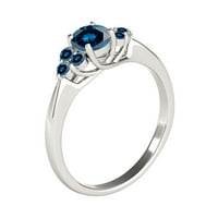 Zaručnički prstenovi za žene od prirodnog plavog dijamanta u karatu, set zubaca od sedam kamena, zaručnički prsten
