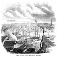 Baltimore, Maryland, 1853. Nwood Egraving, American, 1853. Poster tisak