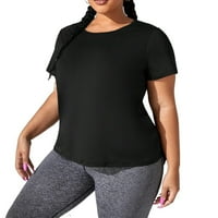 Ženske jednobojne crne majice i majice kratkih rukava s okruglim vratom velike veličine 3 inča