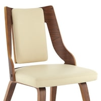 Stolice za blagovanje od kože Aniston Creme fau i oraha-set od 2 stolice