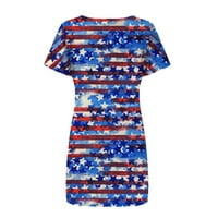 Rasprodaja Dana neovisnosti Četvrtog srpnja Ženska ljetna Vintage ležerna modna haljina s printom i kratkim rukavima