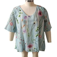 Ženska majica s cvjetnim printom šifonski vrhovi bluza od tunike kratkih rukava lagana majica za plažu u stilu;