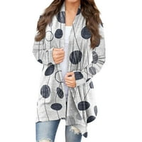 Kardigan Plus size održiva Odjeća Ženska Moda ležerni Cvjetni print kardigan srednje duljine jakna kaput siva