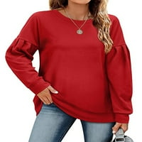 ; / Ženski plisirani pulover širokog kroja ležerna praznična majica dugih rukava jesenske dukserice dukserica