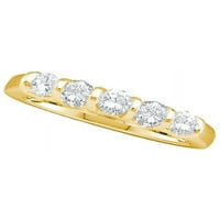 Veličina 9. - Prsten za godišnjicu braka od 14k žutog zlata s okruglim dijamantom i 5 kamena 1. Cttw