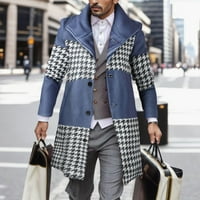 Muški topovi, jesen / zima karirani kaput od vune s digitalnim printom i reverima od 3 inča, gornja jakna