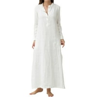 Haljina za žene, kaftan od pamuka s dugim rukavima, jednobojna ležerna duga Maksi haljina, prevelika veličina