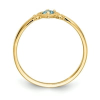 Prsten u obliku srca od netaknutog zlata, karatnog žutog zlata, plavog topaza S kamenom rođenja