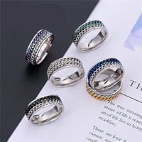 Prstenovi za žene europski i američki modni prstenovi okretni prstenovi dvostruki lanac titanij čelični par prstenovi