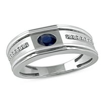 Imperijalni dragulj 10k bijelo zlato okrugli rez plavi safir 1 8CT TW DIAMMAND muški prsten