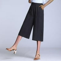 Ljetne hlače za žene ležerne ljetne visoke struke Čvrsta boja Ravna noga dužine koljena Dame labave džepne kratke
